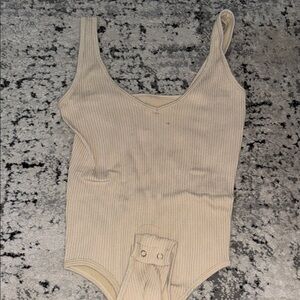 Cream Ribbed Bodysuit